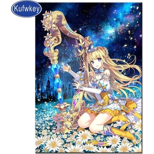 Diamond painting cartoon girl diamond embroidery 5d diy Diamond painting full square round drill cross Stitch Anime rhinestones