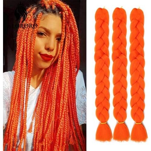 Alororo Long Synthetic Hair Braids 82Inch/165g Jumbo Braid Hair Yaki Texture Orange Pure Color One pcs Braiding Box Braid Hiar