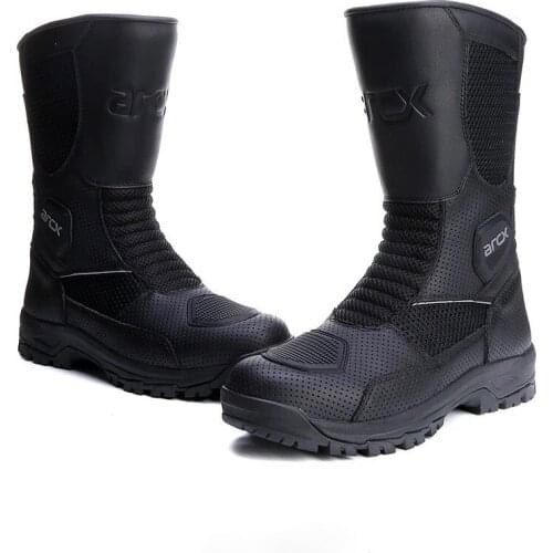 ARCX Motorcycle Perforated Leather Mesh Summer Breathable Boots, Touring Boots Adventure Travel Motocross Boots Vented shoes