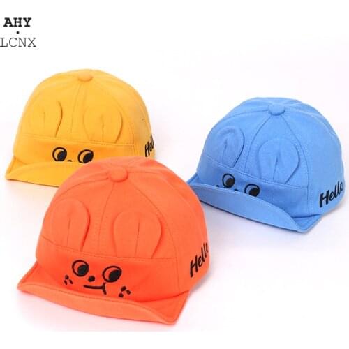 2021 Spring Summer Baby Hat Letter Hello Embroidery Soft Brim Baby Boy Girl Baseball Cap With Ears Children Sun Hat Kids Caps