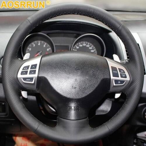 Black Artificial Leather Car Steering Wheel Cover for Mitsubishi Lancer EX10 Lancer X Outlander Colt Pajero Sport ASX