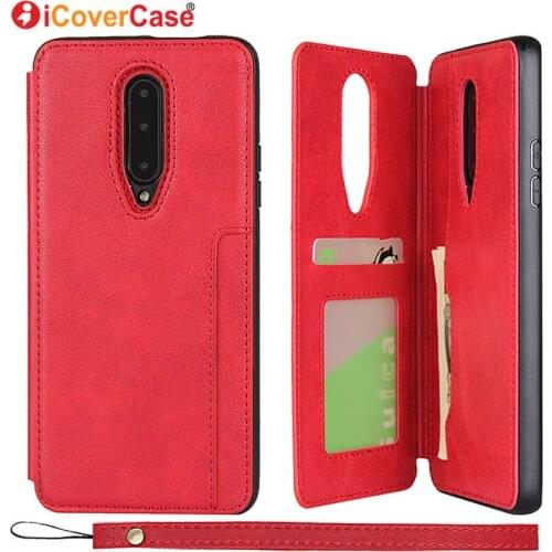 Back card slot case For Oneplus 7 Pro Cases Cover With Lanyard Mobile Accessories Leather Case Stands Function For Oneplus 7Pro