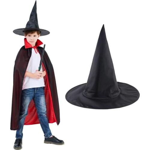 Black Oxford Spire Hat Cosplay Props Hat Witch Hat Wizard Hat Adult Womens Men Party Costume Cap Fancy Long Black Witches