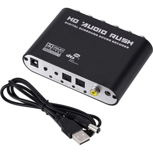 5.1 Audio Rush Digital Sound Decoder Converter 3.5 AUX Optical SPDIF/ Coaxial Dolby AC3 DTS stereo(R/L) to 5.1CH Analog Audio