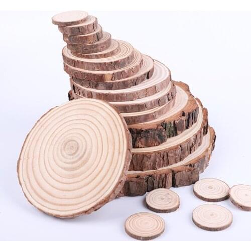 1Pack Natural Pine Round Unfinished Thick Wood Slices Circles With Tree Bark Log Discs DIY Crafts Wedding Party Painting Decor