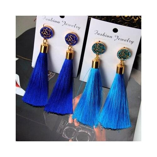 Crystal Female High Quality Women 1Pair Hot Sale Fashion Jewelry Rose Long Party Wedding Tassel Earrings Dangle
