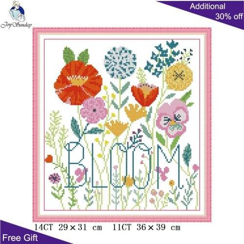 Joy Sunday Flower H869 14CT 11CT Counted and Stamped Colorful Bloom Flowers Home Decor Embroidery DIY Cross Stitch kits
