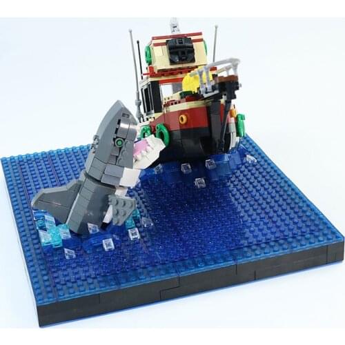 MOC Build Block Maker Movie Classic Sea Overlord Shark Assembly Model Childrens Toy DIY Build Bricks Birthday Gift