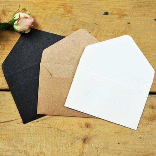 20PCS Classical White Black Kraft Blank Mini Paper Window Envelopes Wedding Invitation Envelope Gift Western Style Envelope