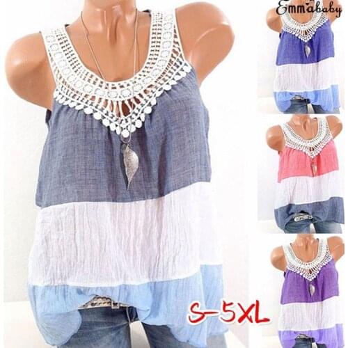 Lace Knitted Tank Tops Female Sexy O-neck Vest Plus size Stripe Club Tops Women Color T shirt Cotton Blend Tank Top