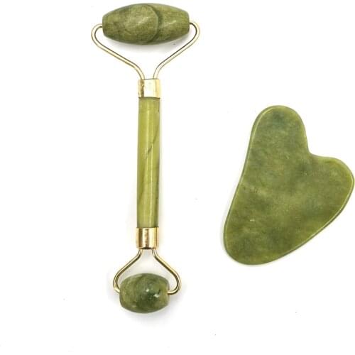Facial Massage Roller Double Heads Jade Stone Face Lift Hands Body Skin Relaxation Slimming Beauty Health Care