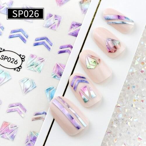 1pc Diamond Love Stickers On Nails Foil Transfer 3D Color Laser Beam Sliders For Manicure Nail Art Decals Decoration Applique