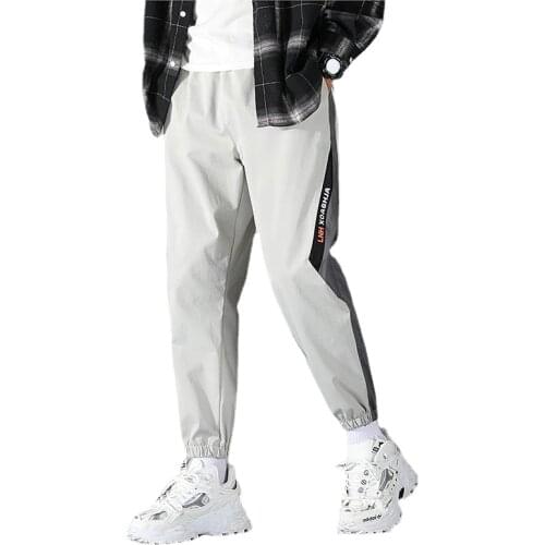 2021 New Summer Men Pants Casual Mens Splicing Youth Loose-fitting Cropped Trousers Fashion Pants Streetwear Men