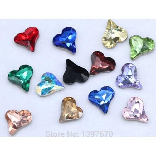 Wholesale 20p 8mm Heart Shape pointback glitter glass crystal Rhinestone fancy stones jewels Nail art &wedding dress decorations