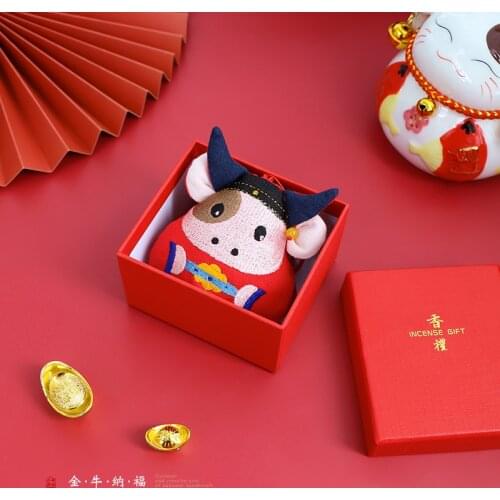 Year Ox Cross Stitch Sachets Embroidery Protective Talisman Finished Product Sachet Pendant Jewelry Christmas Home Decoration