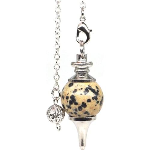 Natural Gemstone Dalmation Jasper Bonded Pendulum Healing Crystal Reiki Dowsing Energy Chakra Tool