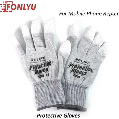 RELIFE RL-063 Anti Static Antiskid Glove PU Coated Finger Part Clean Gloves Knitted Glove for PC Computer Phone Repair tools Kit