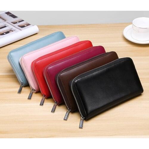 Rfid Genuine Leather Variety Ladies Wallet Multi-slot Card Case Mobile Phone Bag Ladies Hand Purse Ladies Wallet