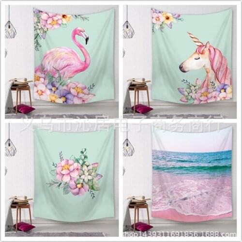 Pink Unicorn Series Tapestry Wall Blanket Beach Towel Table Cloth Background Cloth Nordic Fabric Wall Cloth Tapestry