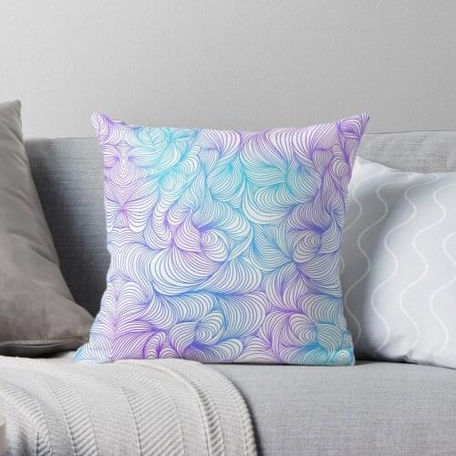 Blue and Purple Swirls Throw Pillow Cushion Cover Polyester throw pillows case on sofa home living room car seat decor 45x45cm
