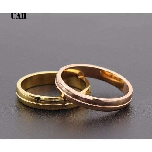 UAH Fashion Stainless Steel Glossy Rings For Women Men Simple Couple Titanium Steel Wedding Ring Jewelry Anneau
