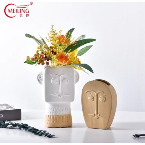 Handcrafted Face Vase Ceramic Decorative Vases Porcelain Personalized Flower Vase Planter Decoration Home Style Material Size
