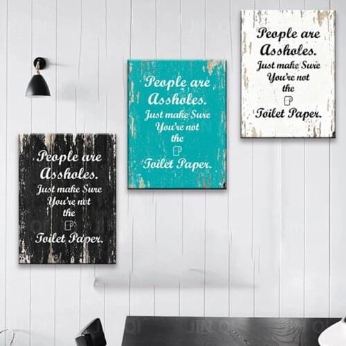 Vintage Toilet Paper Inspirational Quotes Paintings Photo Prints Wall Art Canvas Posters Pictures Frame Bathroom Home Decor