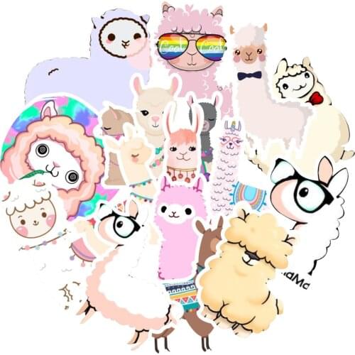 50pcs Cute Cartoon Alpaca Stickers On Laptop Bicycle Bike Car Guitar Helmet Waterproof Adesivos Stickers