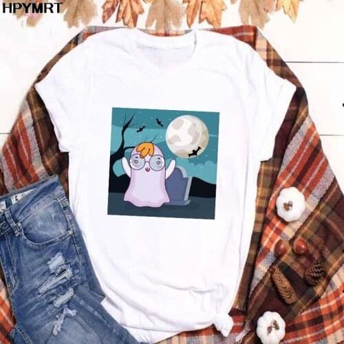 Women Kawaii Summer Tops Cartoon T Shirt Clothing Harajuku Fashion Casual Tops Print Funny ghost Female O-neck Short sleeve Tee