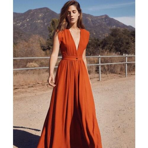 Sexy A-Line V-neck Ruffles Sleeveless Women Elegant Long Bridesmaid Dresses