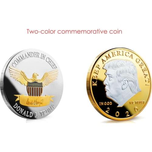 1pcs 2020 President Donald Trump Silver Gold Plated EAGLE Commemorative Coin Collectible Gift Bit coins Historical Memorabilia