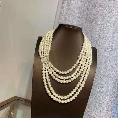 2020 Hot Brand Fashion Jewelry Women Vintage Pearls Chain Pendants Pearls Chain Necklace Party Fine Fashion Jewelry