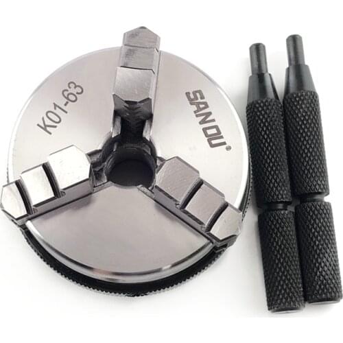 3 Jaw Lathe Chuck 63mm Safety Mini Lathe Chucks K01-63 chuck 3-jaw Self Centering Chuck+ Chuck connecting rod M14