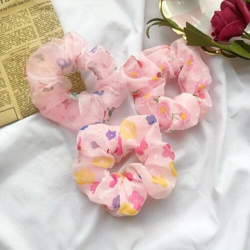 3pcs/lot Summer Fruit Flower Hair Scrunchie Elastic Hair Band Women Girls Ponytail Holder Hair Rope Fashion Hair Accessories