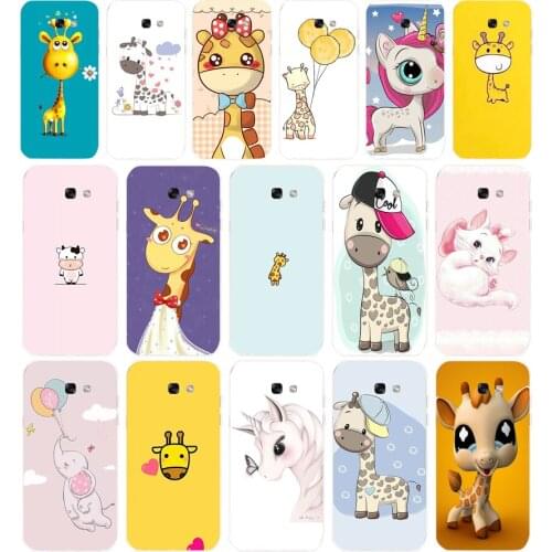 89AA Cartoon giraffe Soft Silicone Tpu Cover phone Case for Samsung Galaxy A5 2015 2016 A7 2017 A8 Plus A9 2018 A80
