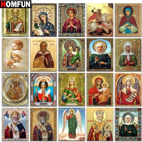 HOMFUN Diamond Painting Full Square/Round Diamond "Religious figure" Pattern Embroidery Cross Stitch 5D Rhinestone Painting