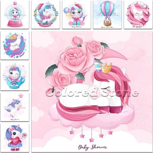 New Diamond painting Cartoon Animals Unicorn balloon horse 5D DIY Full Square Drill embroidery Cross stitch 3D Round mosaic 182