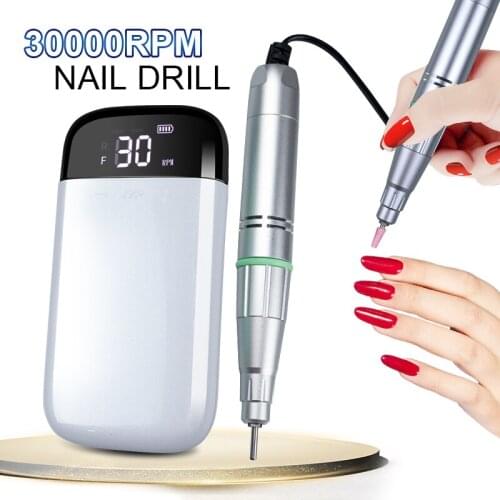 30000 RPM Nail Drill Machine Portable Rechargeable Electric Nail Drill is Suitable for Nail Drill Pen Manicure Nail Gel Polisher