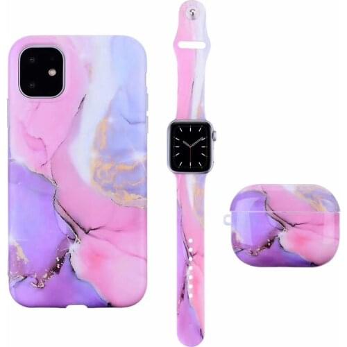 Phone Case For iPhone 11 12 Pro Max XS Max XS XR 7 8 Plus SE 2020 Rubber Cover Watchband Strap 38/40/42/44 For Airpods Pro Case