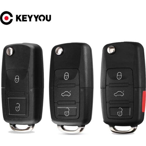 KEYYOU Flip Remote Key Case Folding Car Key Shell For Volkswagen Vw Jetta Golf Passat Beetle Skoda Seat Polo B5 Santana B6