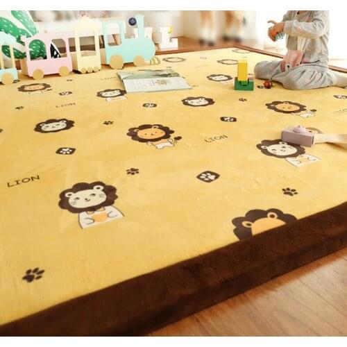 2CM Thick Play Mats Coral Fleece Blanket Carpet Children Baby Crawling Thickened Bedside Tatami Rug Cushion Mattress For Bedroom
