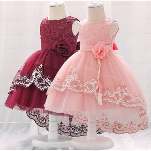 Baby Girl Dress 0-24m 1 Years Baby Girls Birthday Dresses for infant Lace Birthday Dress Trailing princess dress