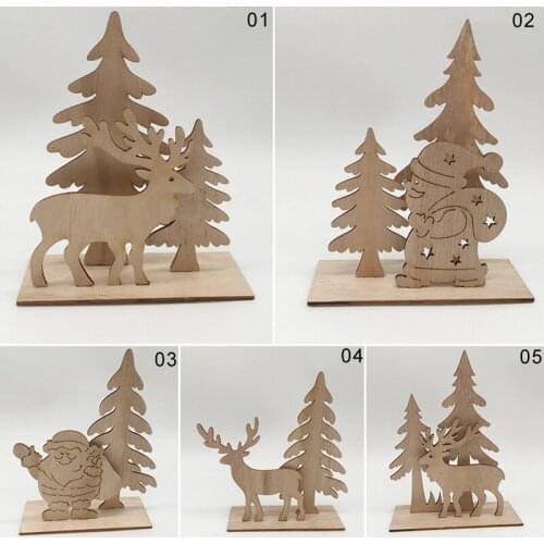 DIY Elk Wooden Crafts Christmas Decorations Christmas Party Supplies Home Table Decoration Gifts