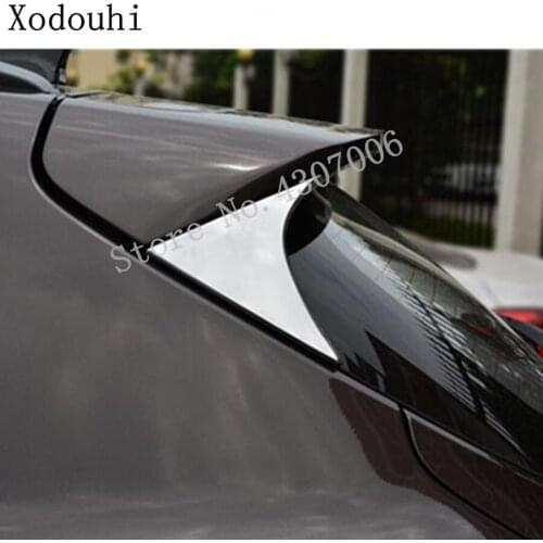 For Hyundai Tucson 2015 2016 2017 2018 Car ABS chrome Rear tail Spoiler side triangle wing window bezel trim Stick panel 2pcs
