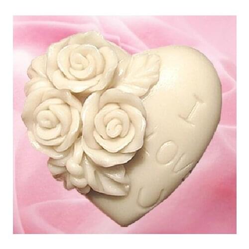 Heart love rose flower silicone fondant cake molds soap chocolate mould for the kitchen baking FM033