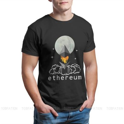 To The Moon Ethereum Hipster TShirts Bitcoin Cryptocurrency Miners Meme Men Pure Cotton Tops T Shirt Round Neck Oversized