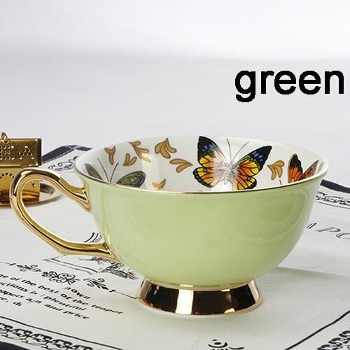 British Style Pink Bone China Coffee Cup and Saucer Set High-end Afternoon Tea Pastoral Style Flower Tea Cup