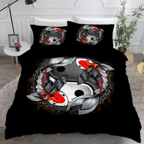 3D Duvet Cover Sets Quilt Covers Comforter Case Set Bedding King Queen Twin Double Single Size Bed Linens Yin Ying 140*200cm