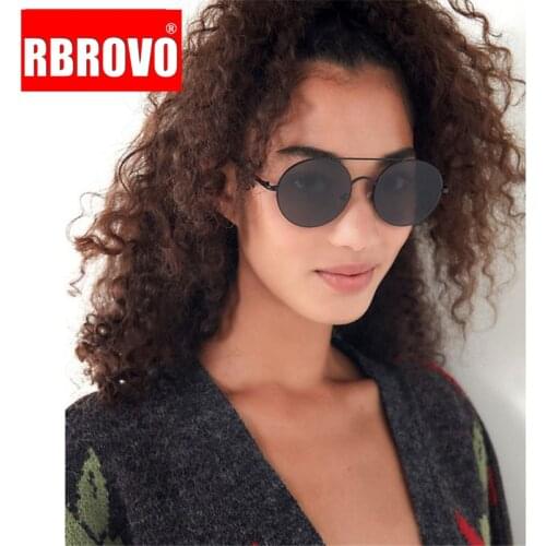 RBROVO 2021 Round Sunglasses Women Vintage Alloy Glasses Lady Luxury Ocean Lens Eyeglasses Mirror Oculos De Sol Feminino UV400