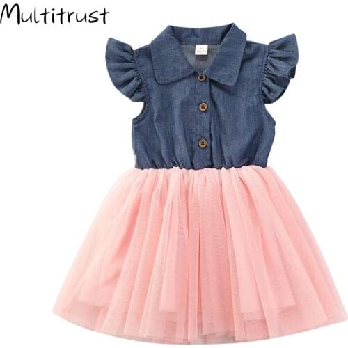 Summer Baby Girl Dress Girls Clothes Princess Dresses For Girls Clothing Ruffles Denim Princess Tulle Casual Dress Outfits